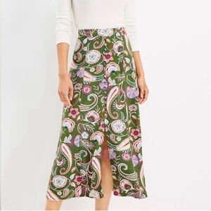 Loft Fashion Green Paisley Midi Skirt